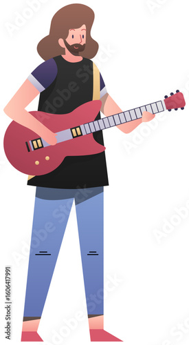 man playing guitar bass illustration