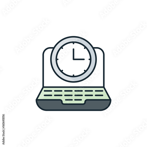 Office Time Clock icon design with white background stock illustration