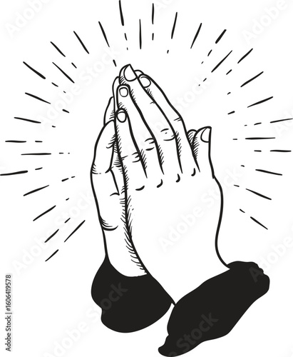 Hands in Prayer Vector Illustration