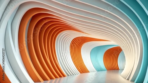 Abstract Tunnel Background With Orange White And
