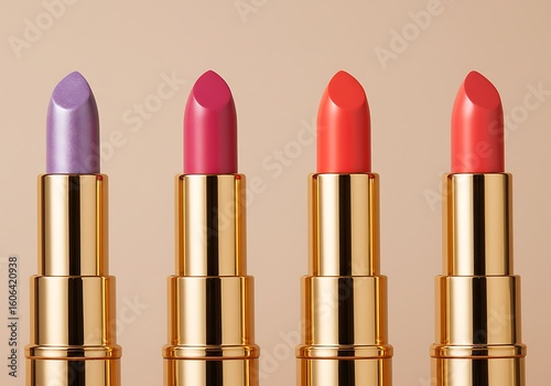 Vibrant and luxurious lipsticks in a spectrum of colors, presented with their respective swatches.

