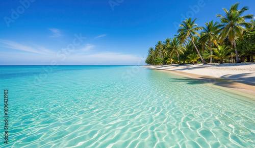 tropical beach with palm trees