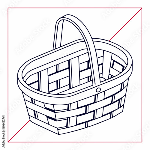 Hand-drawn Woven Basket Illustration for Craft Blogs, DIY Projects, Home Decor Ideas, and Creative Workshops  