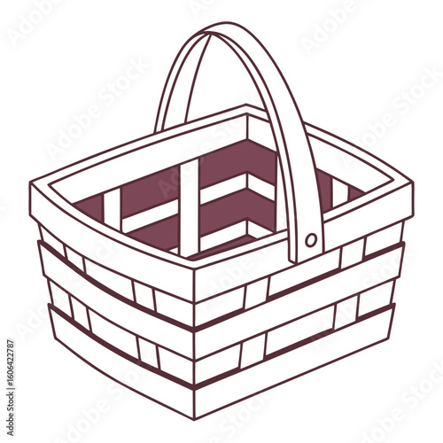 Hand-drawn Woven Basket Design in Minimalist Style for Home Decor Blogs, Crafting Websites, DIY Projects, and Vintage Market Materials  