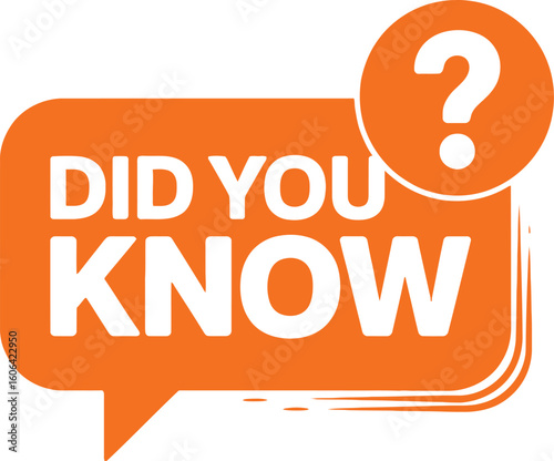 Orange Did You Know Speech Bubble with Question Mark on Transparent Background