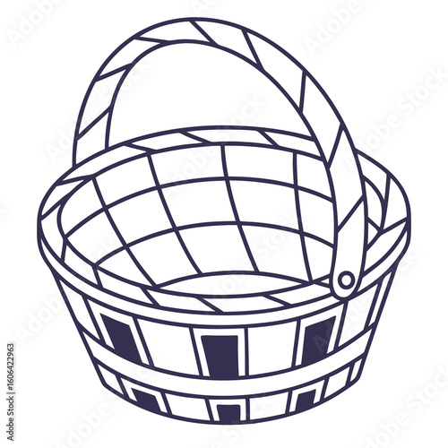Hand-Drawn Basket Illustration in Minimalist Style for Craft Projects, Graphic Design, Decoration, Branding, and Marketing Materials  