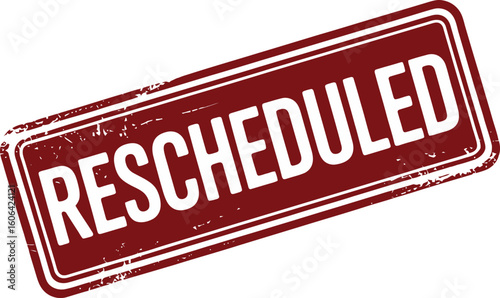 Red Rescheduled Rubber Stamp on White Background for Messaging Purpose