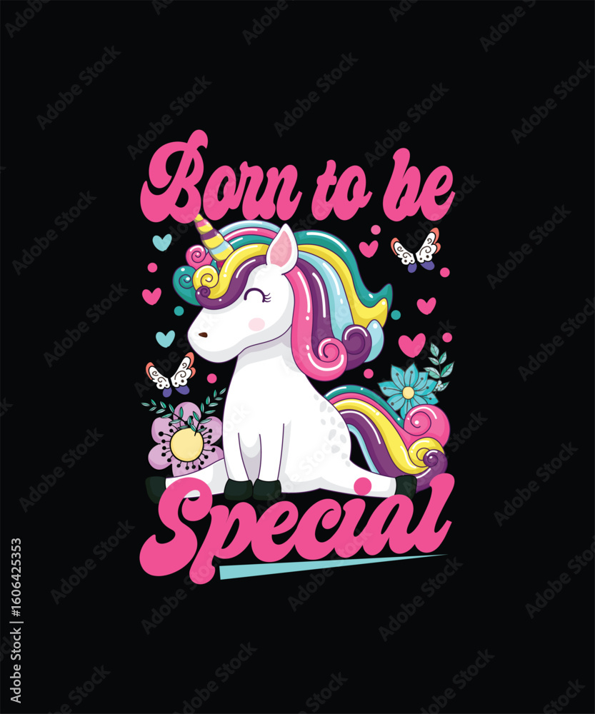Fototapeta premium unicorn t shirt design, typography, graphic designer, design, vector, cute, cartoon, illustration, adobe illustrator, clothing,