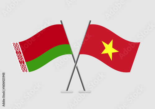Belarus and Vietnam vector flags illustration with diplomacy theme