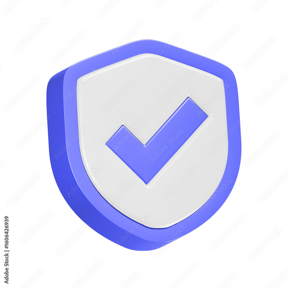 Trust check with shield 3d icon rendering Trust check with shield 3d icon rendering