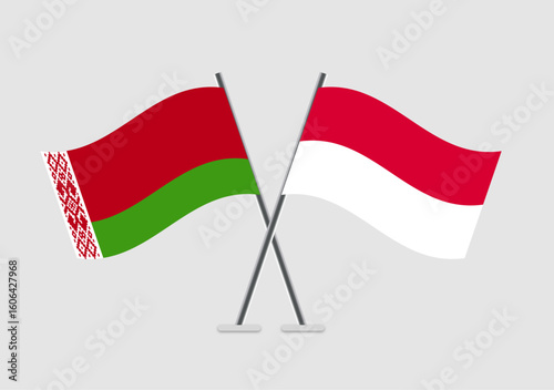 Belarus and Monaco vector flags visual for thematic decor