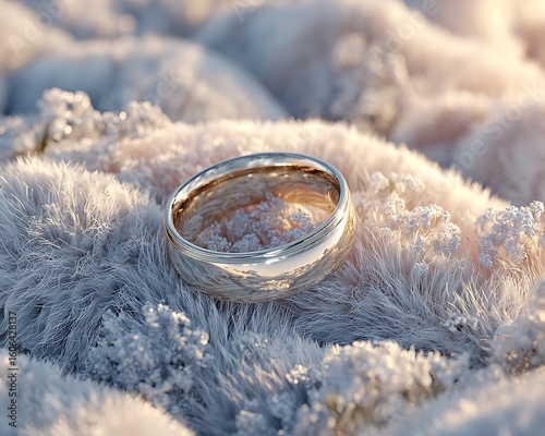 wedding rings on the snow