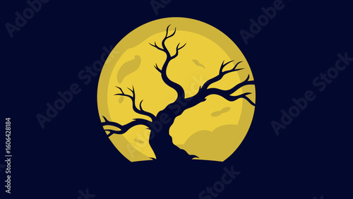 Full Moon with Twisted Tree Branches