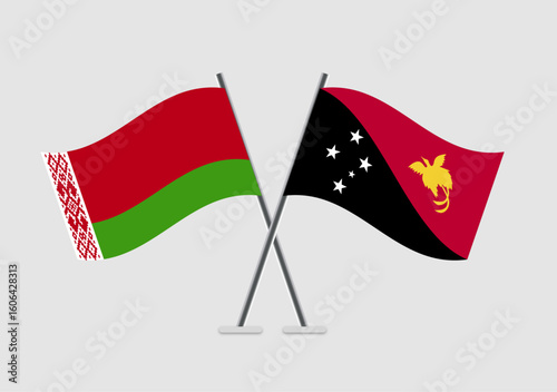 Belarus and Papua New Guinea vector flags illustration for peaceful themes