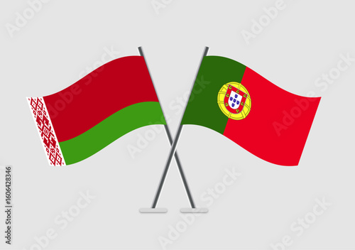 Belarus and Portugal vector flags artwork in official harmony layout