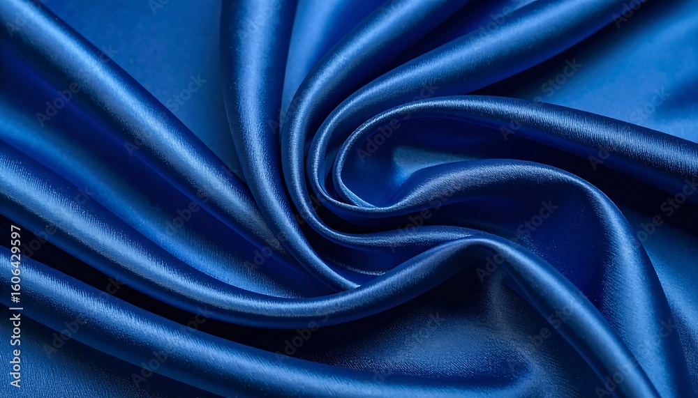 Fototapeta premium Deep blue silk fabric with elegant folds