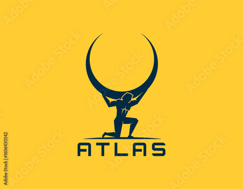 Atlas lifting globe logo, vector design illustration