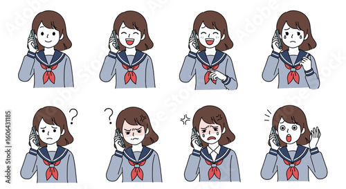 A set of pixel art illustrations depicting a young student expressing a range of emotions through facial expressions and gestures