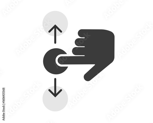 Swipe up down icon, finger hand scroll hint sign symbol pictogram simple glyph solid bold style, touchscreen gesture image