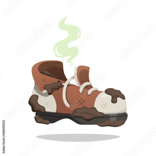 Illustration of shoes full of dirty and smelly isolated on white background.