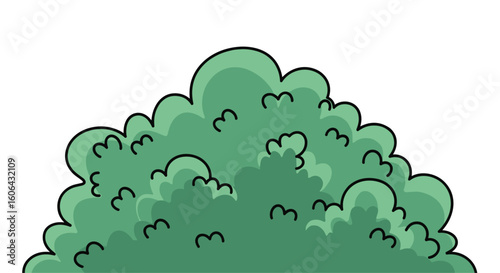 Stylized cartoon green bush for outdoor scenes and landscape design elements
