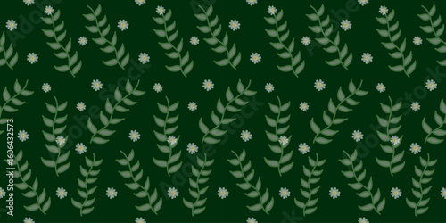 Green seamless leaf pattern with nature inspired design for holiday and winter wallpaper
