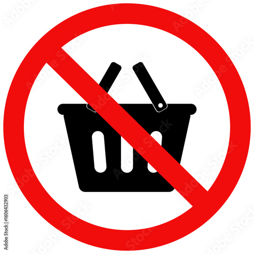 No shopping basket sign. Flat vector illustration design.