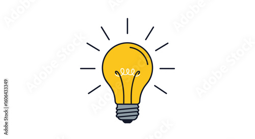 Bright idea lightbulb shining with rays of innovation and creativity illuminating possibilities for new projects and solutions