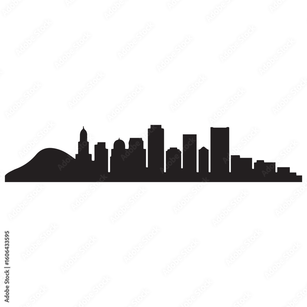 Naklejka premium Monterrey skyline horizontal banner. Monterrey, Uruguay. Vector template for your design. Vector black silhouette. with white background