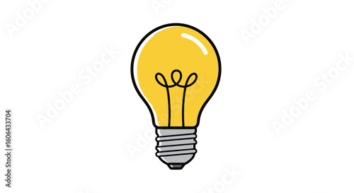 An illustration of a glowing incandescent light bulb representing ideas and illumination
