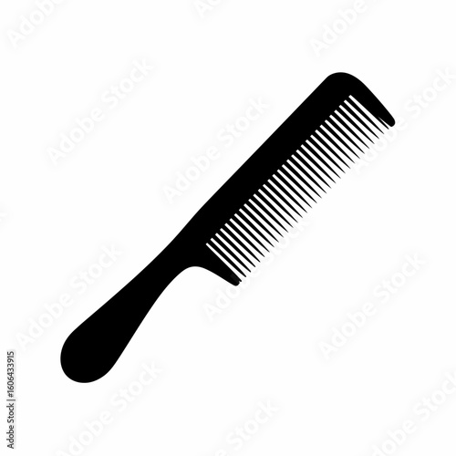 Black silhouette of a comb isolated on white background