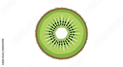 A healthy tropical fruit slice with many seeds and vibrant green flesh
