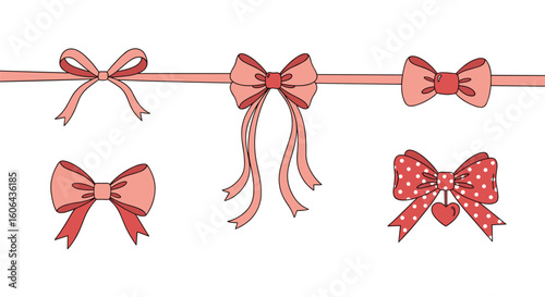 A collection of decorative bows and ribbons featuring various styles and patterns perfect for crafting and gifting occasions