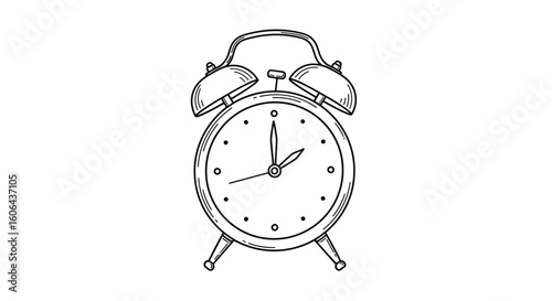 Classic analog alarm clock with twin bell and time telling hands for accurate scheduling and morning wake up calls