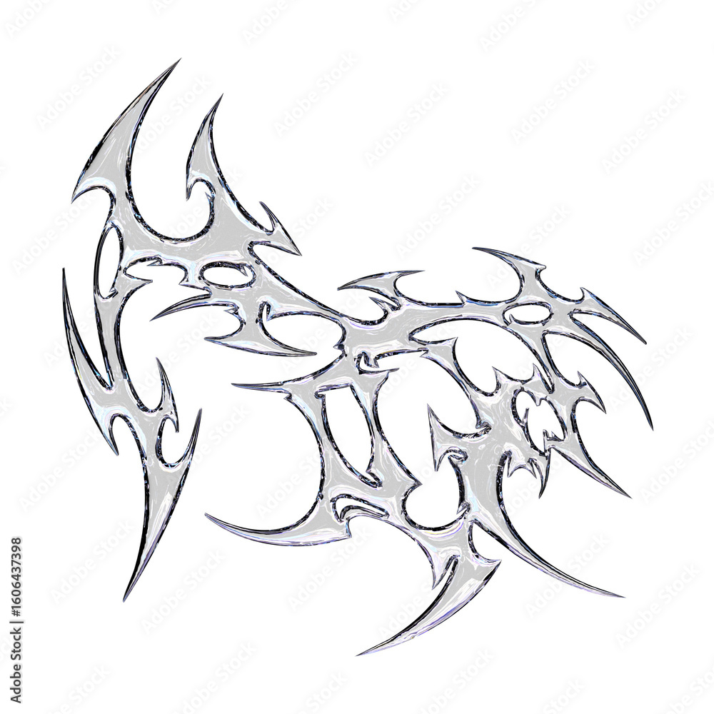 Obraz premium Cyber Tribal Chrome Symbol with Element