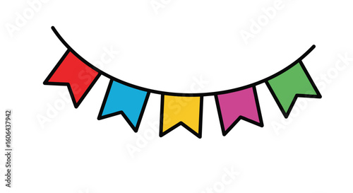 Decorative bunting flags creating a festive atmosphere for celebrations and events