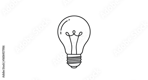 Classic incandescent light bulb filament design simple outline illustration for energy and illumination concepts
