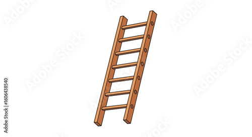 A simple wooden ladder leaning against an invisible wall perfect for reaching high places safely and efficiently