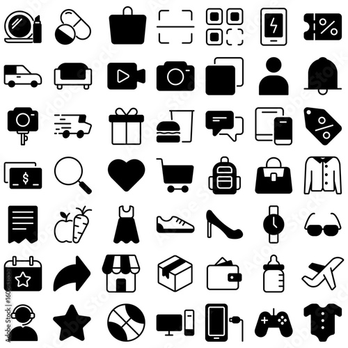 E-Commerce Commerce Shop Shopping Solid Icon Set. Perfect for user interface, new application.
