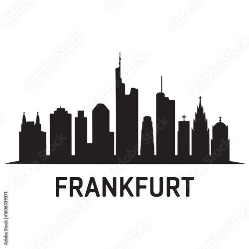 Frankfurt skyline silhouette. Black Frankfurt city. Vector black silhouette. with white background