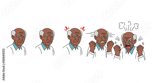 A series of illustrations depicting a scientist experiencing increasing frustration during an experiment