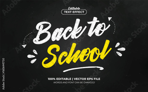 Back To School Chalk On Board Editable Text Effect Template Style Premium Vector