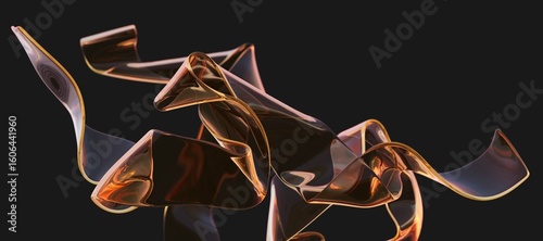 Translucent strips on dark background abstract 3D computer generated image