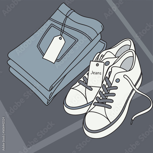 Vector illustration of shoes & jeans pant free design. 