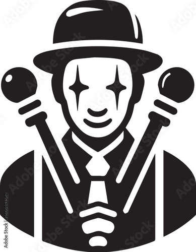 Mime artist performing silent comedy show silhouette