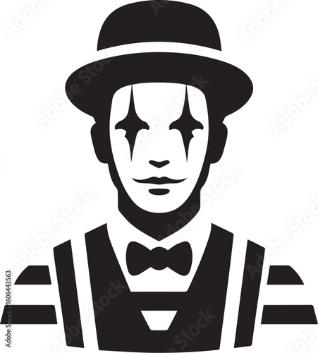 Mime artist performing silent comedy show silhouette