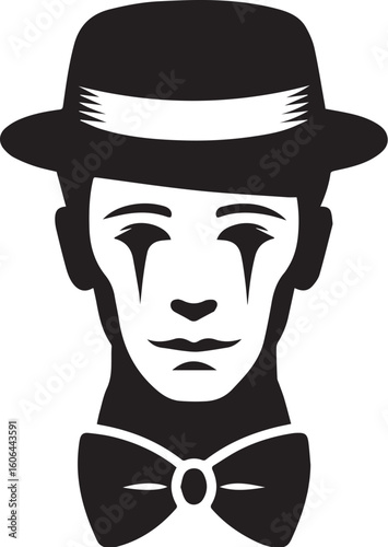 Mime artist performing silent comedy show silhouette