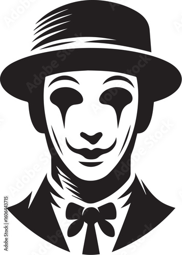 Mime artist performing silent comedy show silhouette