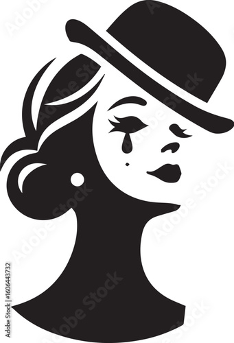 Mime artist performing silent comedy show silhouette