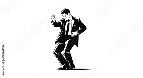 Stylish Man Dancing in a Suit